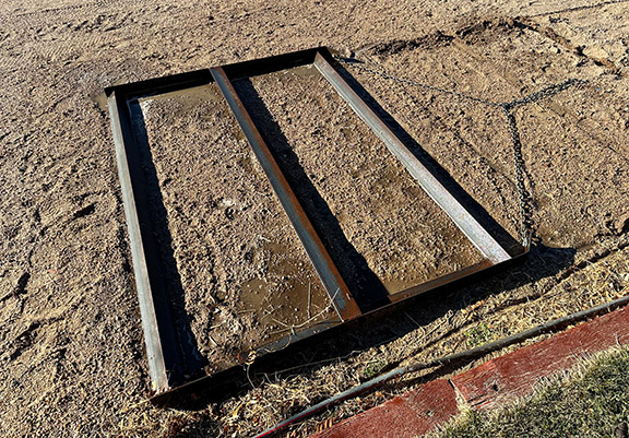 Heavy Duty Custom Fabricated Flat Sand Arena and Driveway Drag for ATV or UTV Made out of Angle Iron. Construction by Integrity Welding Service LLC, servicing the Front Range of Colorado.