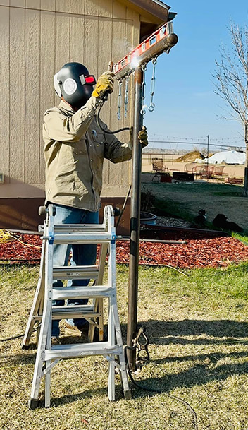 Custom Fabrication 2 3/8" Drill Stem Pipe, Clothes Line. Construction by Integrity Welding Service LLC, servicing the Front Range of Colorado.