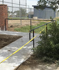 Custom Onsite Handrail out of 1.66" Pipe, Simple Top Rail Design. Installed Onsite By Integrity Welding Service LLC, servicing the Front Range of Colorado.