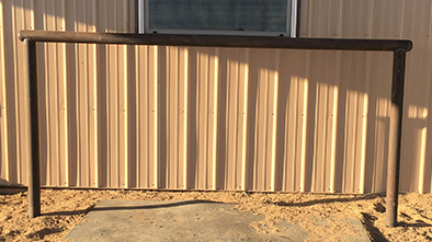 Horse Tie Rail Heavy Duty Pipe Construction out of 2 3/8" Pipe, with a Rustic Look. By Integrity Welding Service LLC, servicing the Front Range of Colorado.