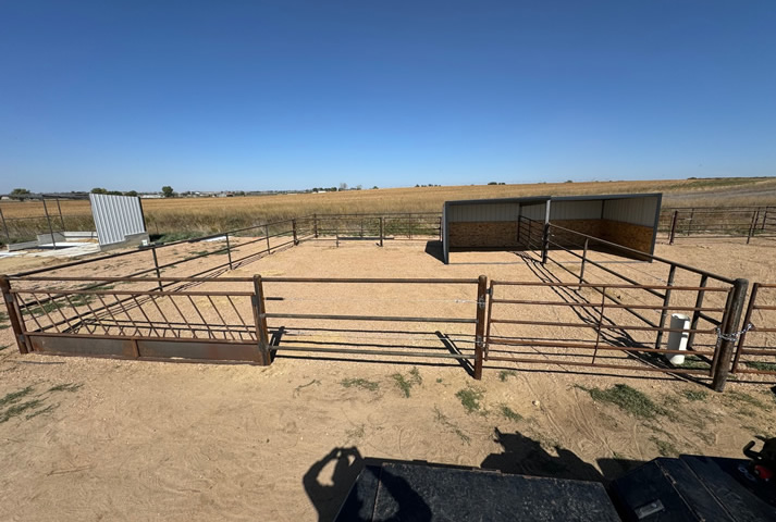 Pipe and Cable Fencing, with 3 Strands of Cable with a Rubrail. For horse pens and cattle corrals. Complete with Weld on Gates, and Feeder Fence Installed. Constructed by Integrity Welding Service LLC, servicing the Front Range of Colorado.
